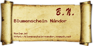 Blumenschein Nándor névjegykártya